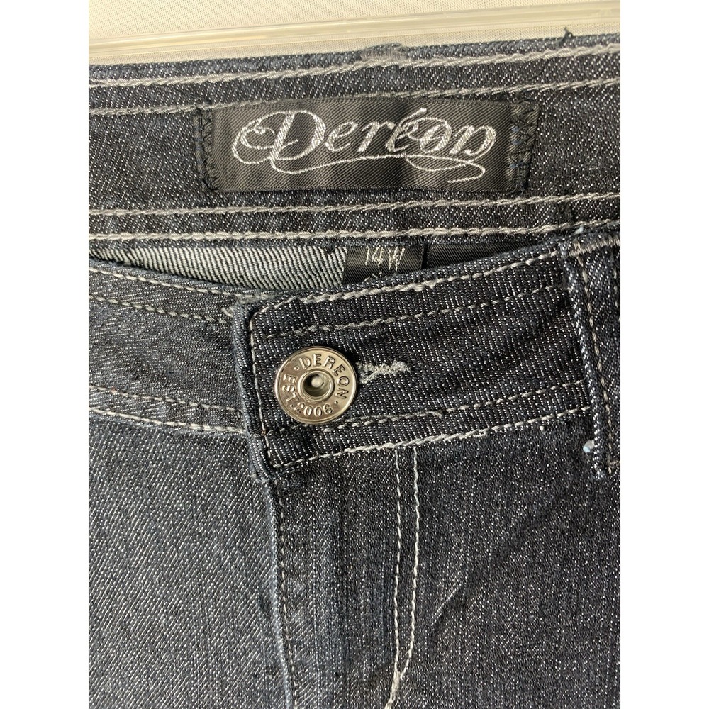 Women's 14W Dereon 30x33 Dark Wash Straight Skinny? Jeans Y2K - Picture 4 of 7